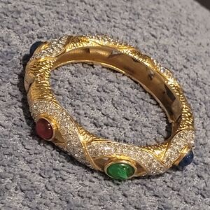 VINTAGE VOGUE BIJOUX CABOCHON MULTI COLOR GLASS BRACELET